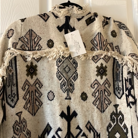 RARE chaser tapestry jacquard fringed cardigan - Picture 7 of 9